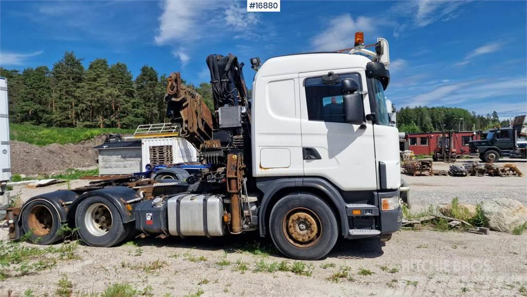 Scania R124 6x2 crane tractor w/ 33 t/m Hiab crane Automobiliniai kranai