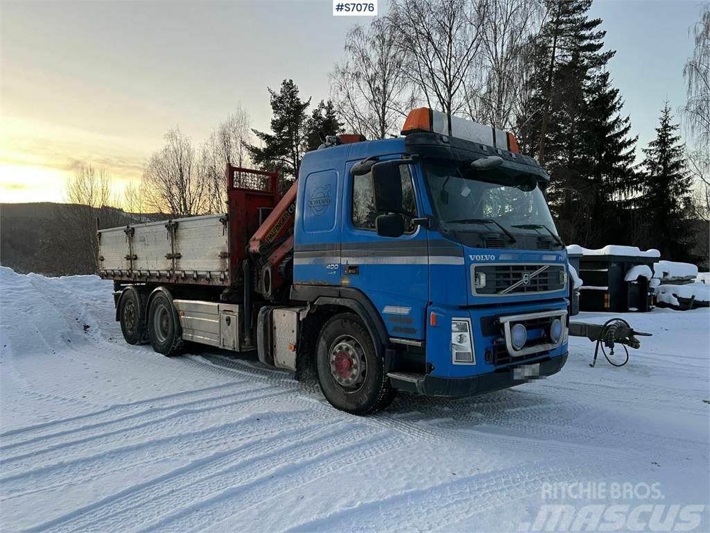Volvo FM 400 6*2 Crane Truck with tiltable flatbed + Pal Automobiliniai kranai
