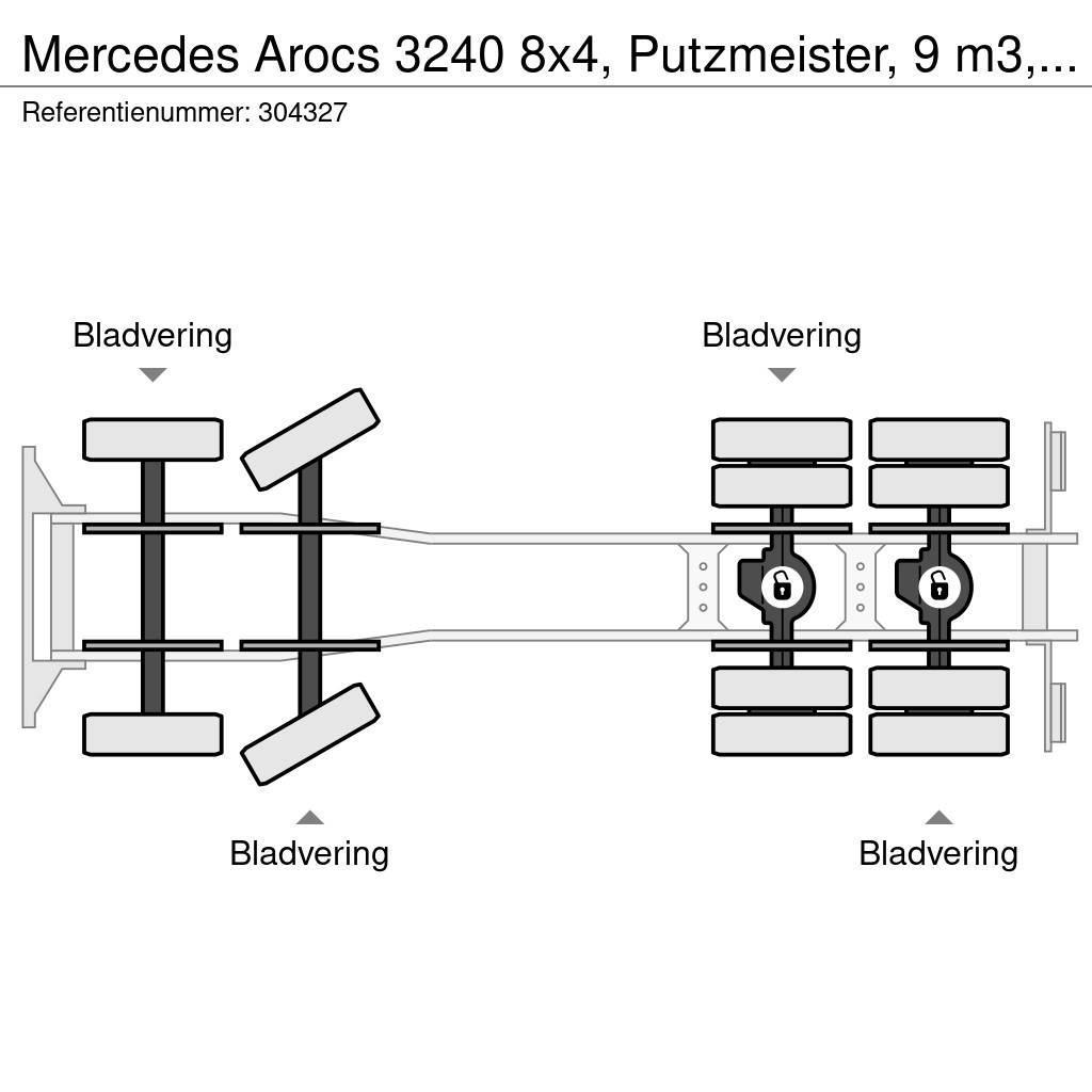 Mercedes-Benz Arocs 3240 8x4, Putzmeister, 9 m3, EURO 6 Betonvežiai