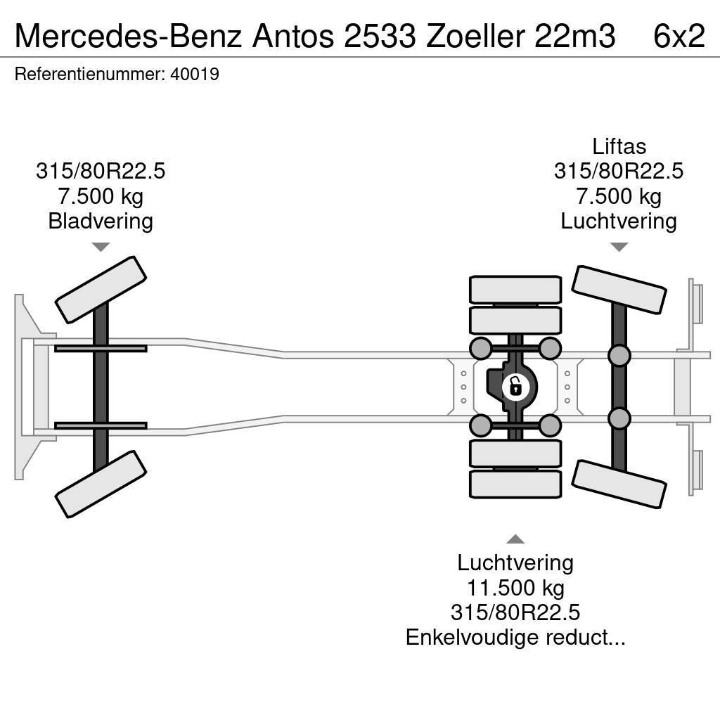 Mercedes-Benz Antos 2533 Zoeller 22m3 Šiukšliavežės