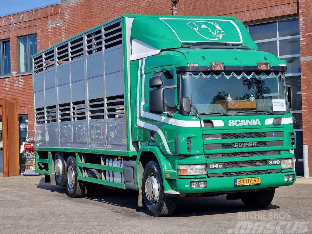 Scania P114-340 2 deck livestock - Loadlift - Moving floo Animal transport trucks