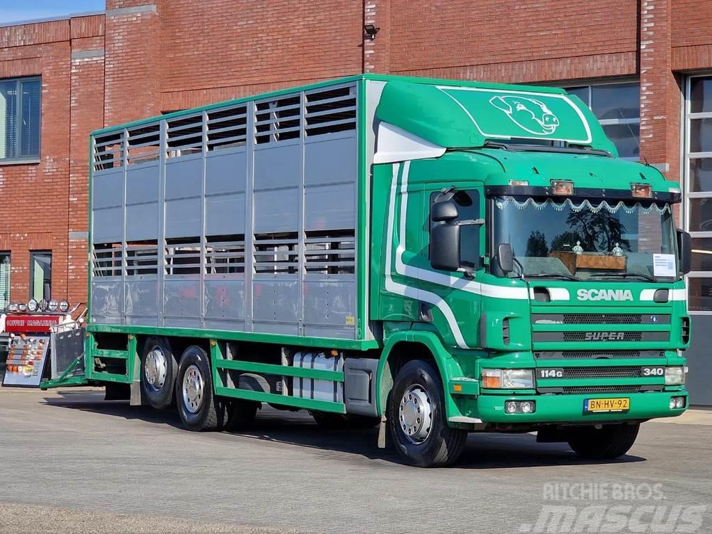 Scania P114-340 2 deck livestock - Loadlift - Moving floo Gyvulių pervežimo technika