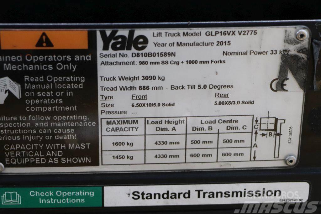 Yale GLP16VX LPG (dujiniai) krautuvai