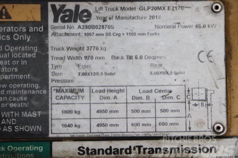 Yale GLP20MX LPG (dujiniai) krautuvai
