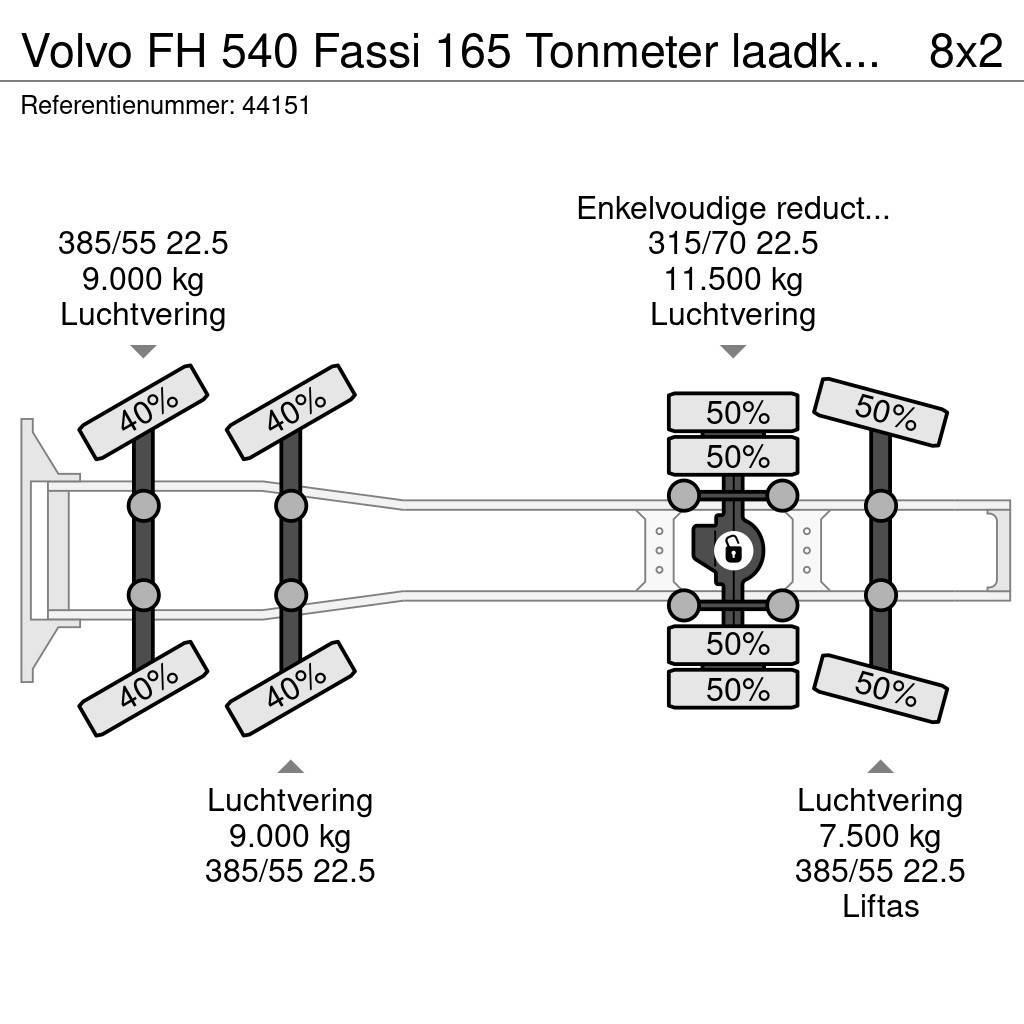 Volvo FH 540 Fassi 165 Tonmeter laadkraan + Fly-Jib Just Naudoti vilkikai