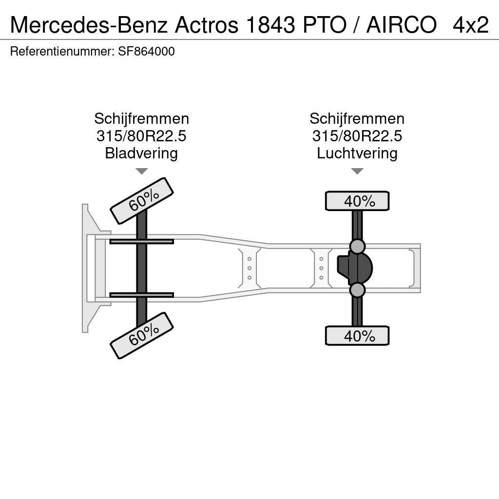 Mercedes-Benz Actros 1843 PTO / AIRCO Naudoti vilkikai