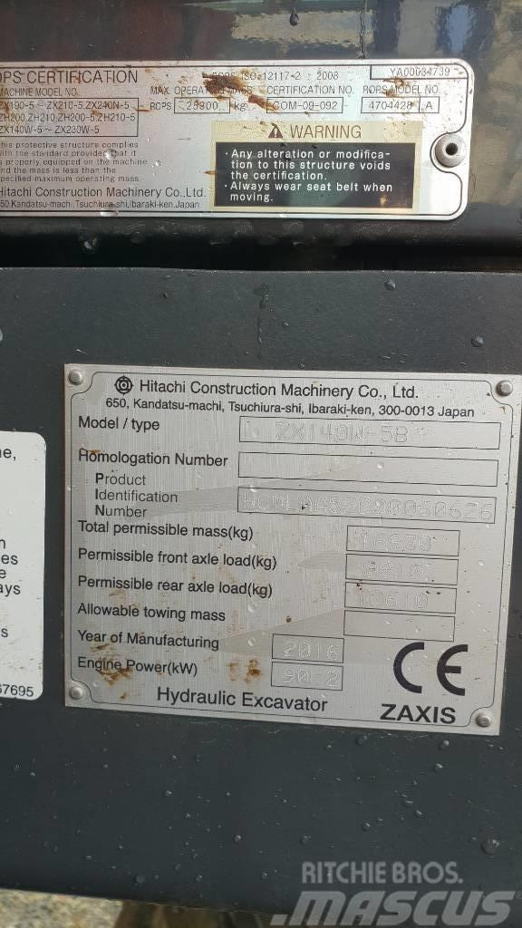 Hitachi ZX140W Ratiniai ekskavatoriai