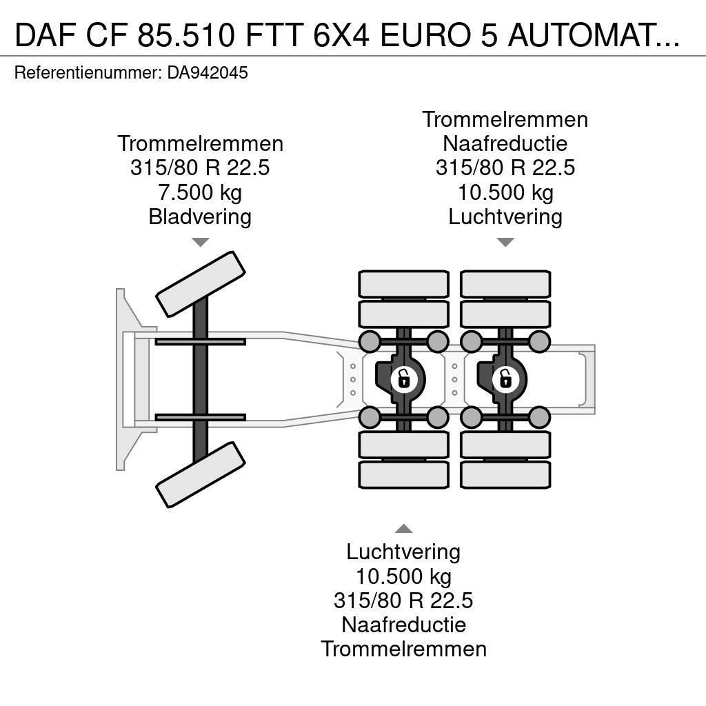 DAF CF 85.510 FTT 6X4 EURO 5 AUTOMATIC + ZF INTARDER + Naudoti vilkikai
