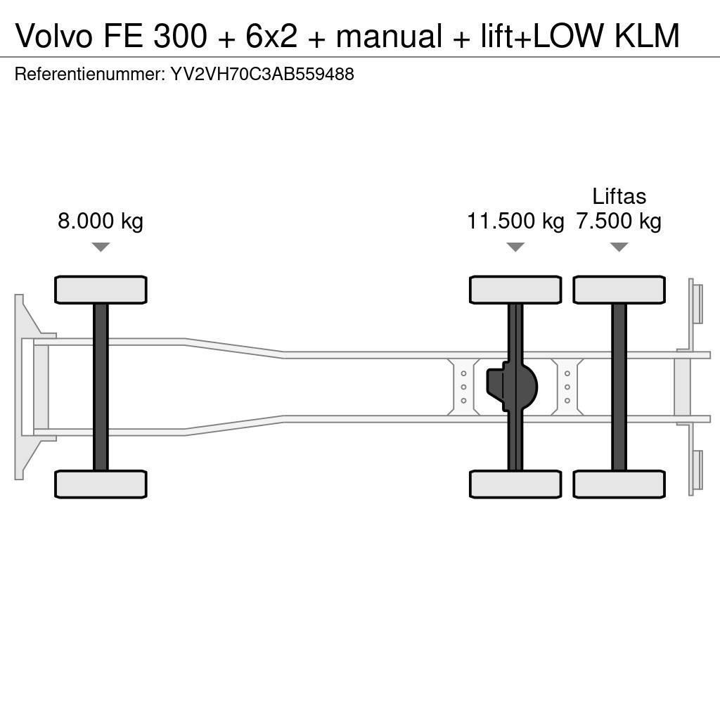Volvo FE 300 + 6x2 + manual + lift+LOW KLM Sunkvežimiai su dengtu kėbulu