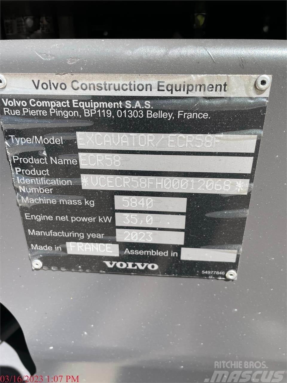 Volvo ECR58F Vikšriniai ekskavatoriai