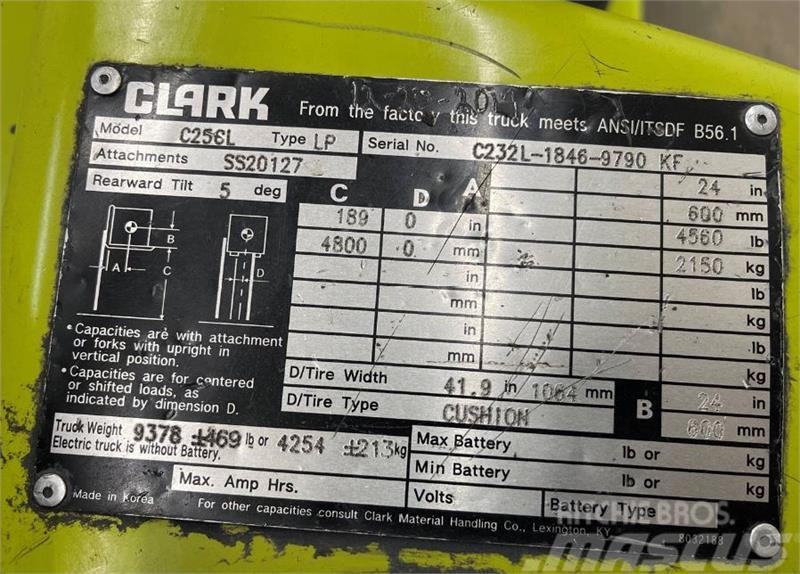 Clark C25CL Šakiniai krautuvai - Kita