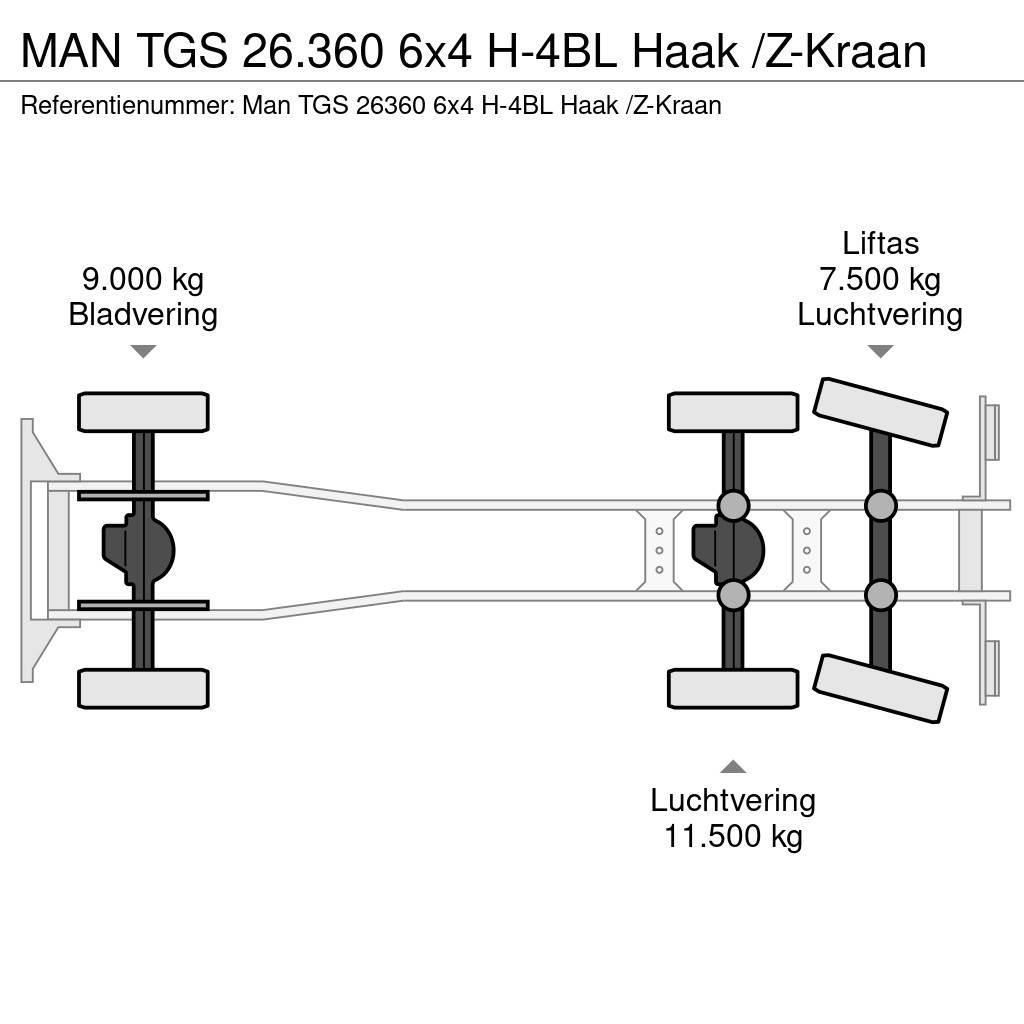 MAN TGS 26.360 6x4 H-4BL Haak /Z-Kraan Sunkvežimiai su keliamuoju kabliu