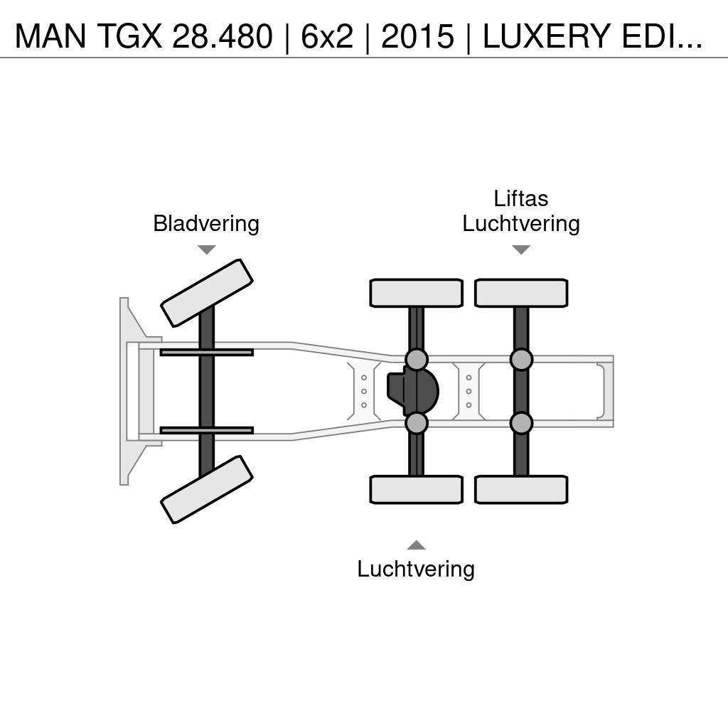 MAN TGX 28.480 | 6x2 | 2015 | LUXERY EDITION | Naudoti vilkikai