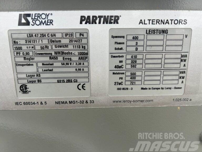 Leroy Somer LSA 47.2S4 C 6/4 - Unused - 500 kVa Kiti generatoriai