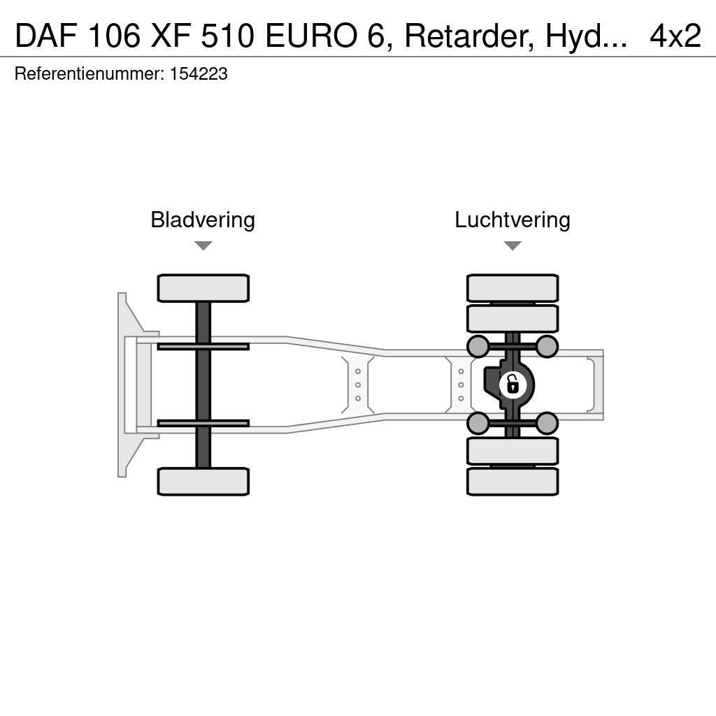 DAF 106 XF 510 EURO 6, Retarder, Hydraulic Naudoti vilkikai