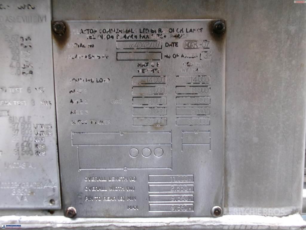  Clayton Chemical tank inox 37.5 m3 / 1 comp Cisternos puspriekabės