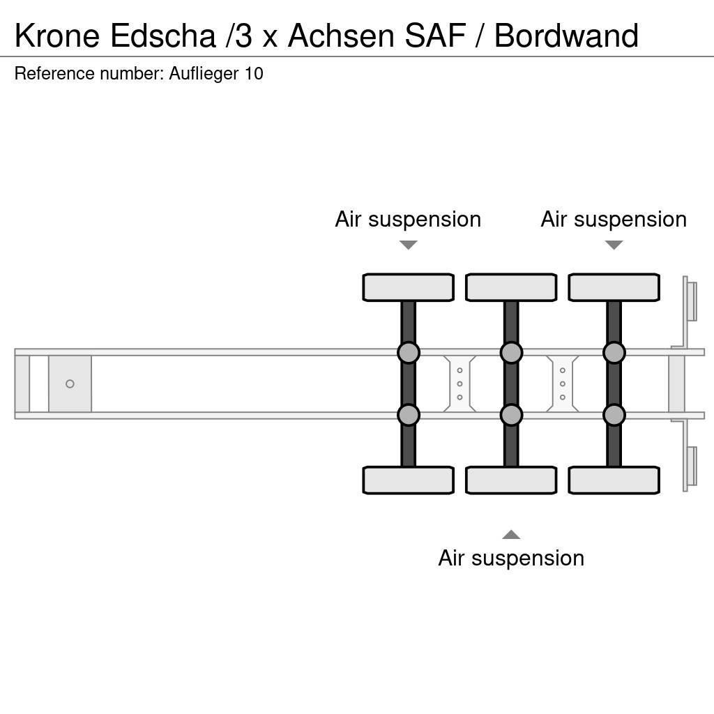Krone Edscha /3 x Achsen SAF / Bordwand Tentinės puspriekabės