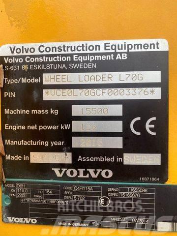Volvo L70G **BJ. 2015 *19460H/Klima/Hochkippschaufel * Naudoti ratiniai krautuvai