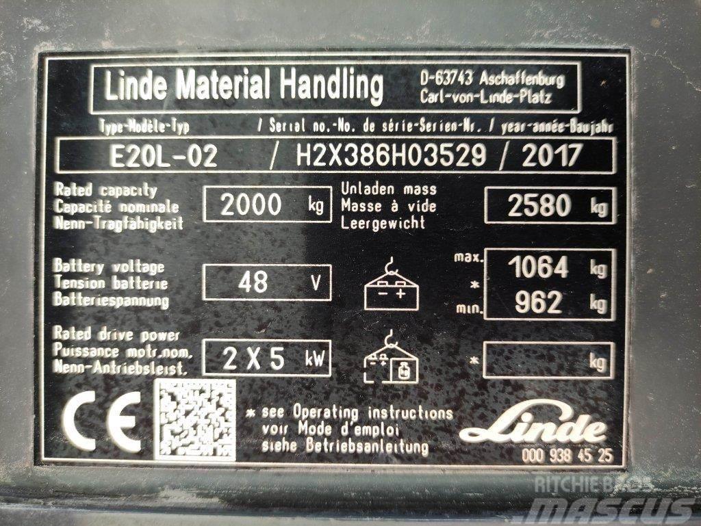 Linde E20L-02-386 Elektriniai šakiniai krautuvai