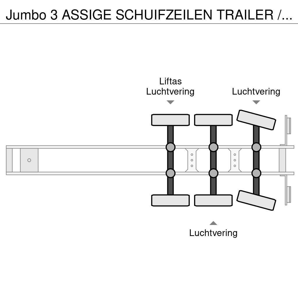 Jumbo 3 ASSIGE SCHUIFZEILEN TRAILER / STUURAS / KOOIAAP Tentinės puspriekabės