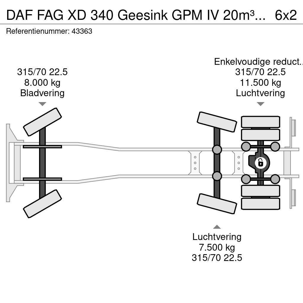 DAF FAG XD 340 Geesink GPM IV 20m³ GEC Šiukšliavežės