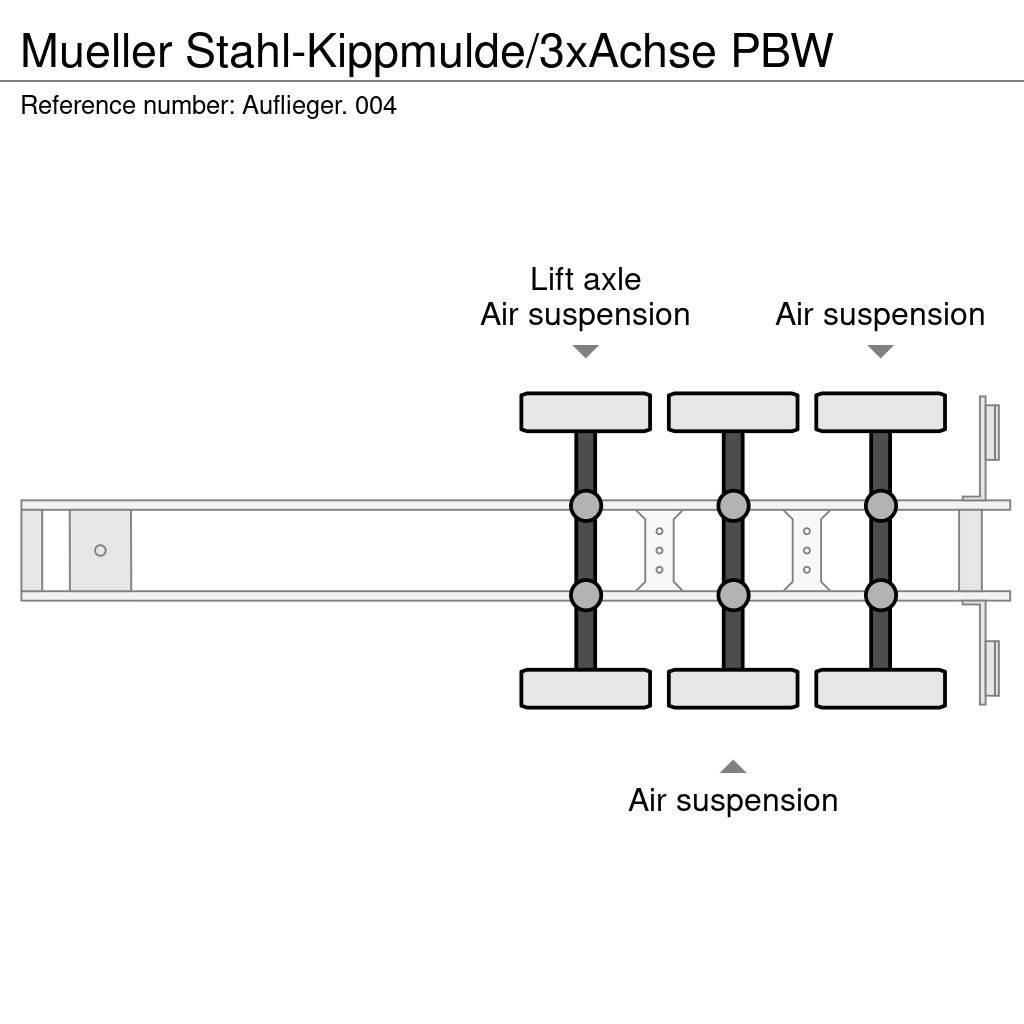  Mueller Stahl-Kippmulde/3xAchse PBW Savivartės puspriekabės
