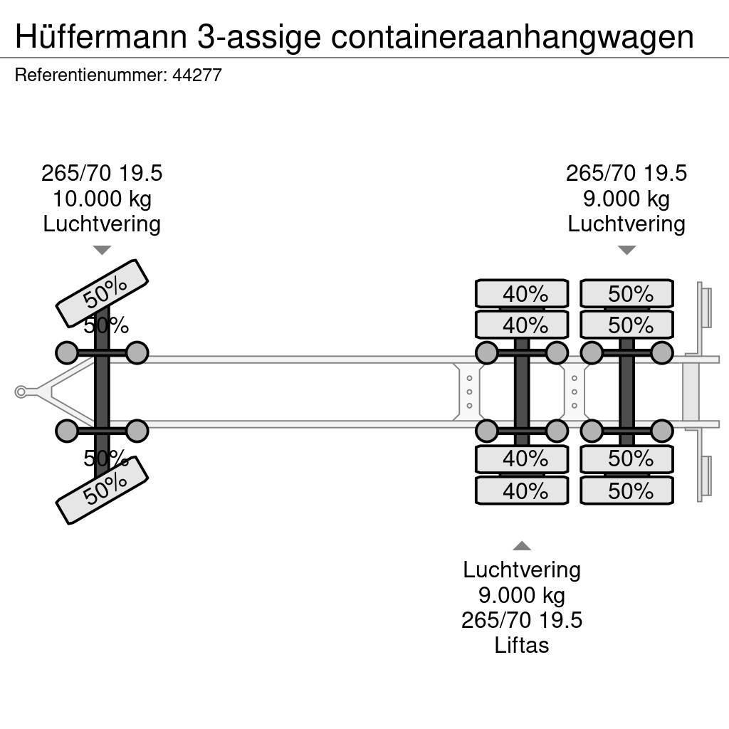Hüffermann 3-assige containeraanhangwagen Konteinerių priekabos