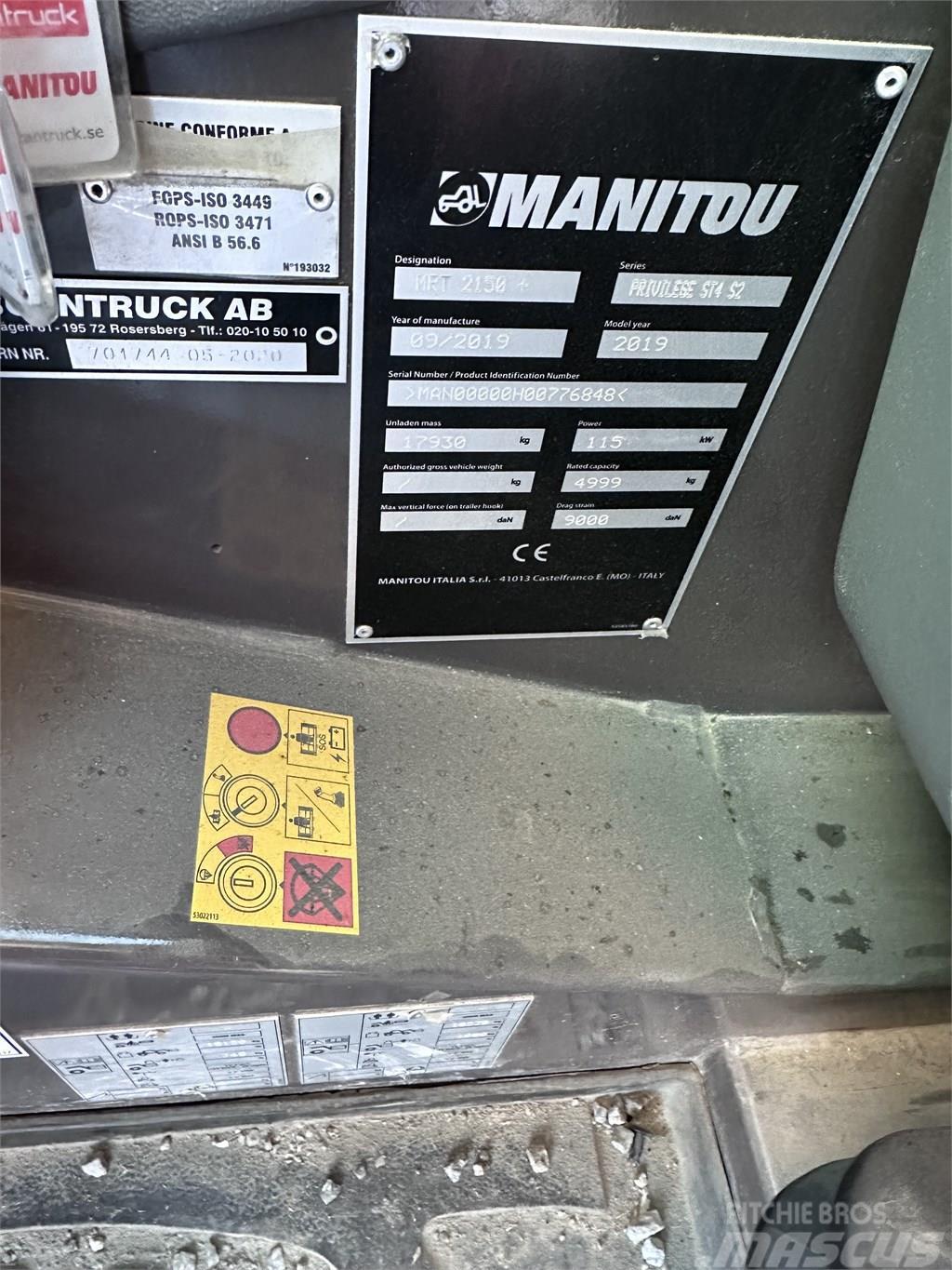 Manitou MRT 2150 Plus Privilege Teleskopiniai krautuvai
