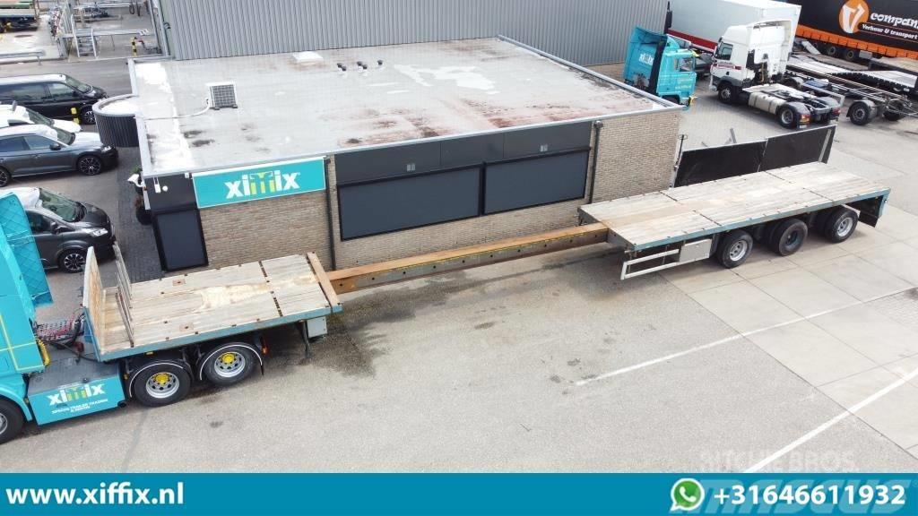 Floor 3-axle flat extendable trailer, 3x hydr. steering Bortinių sunkvežimių priekabos su nuleidžiamais bortais