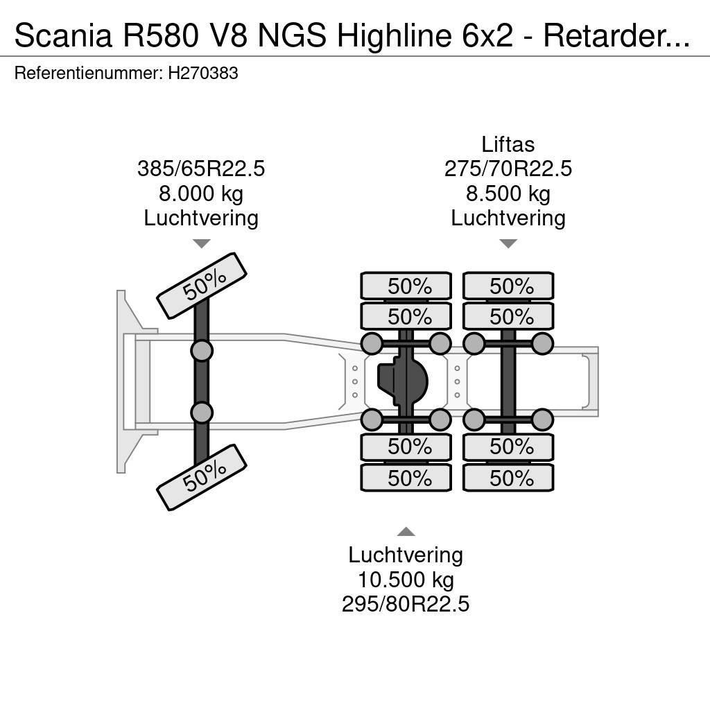 Scania R580 V8 NGS Highline 6x2 - Retarder - Full air - L Naudoti vilkikai