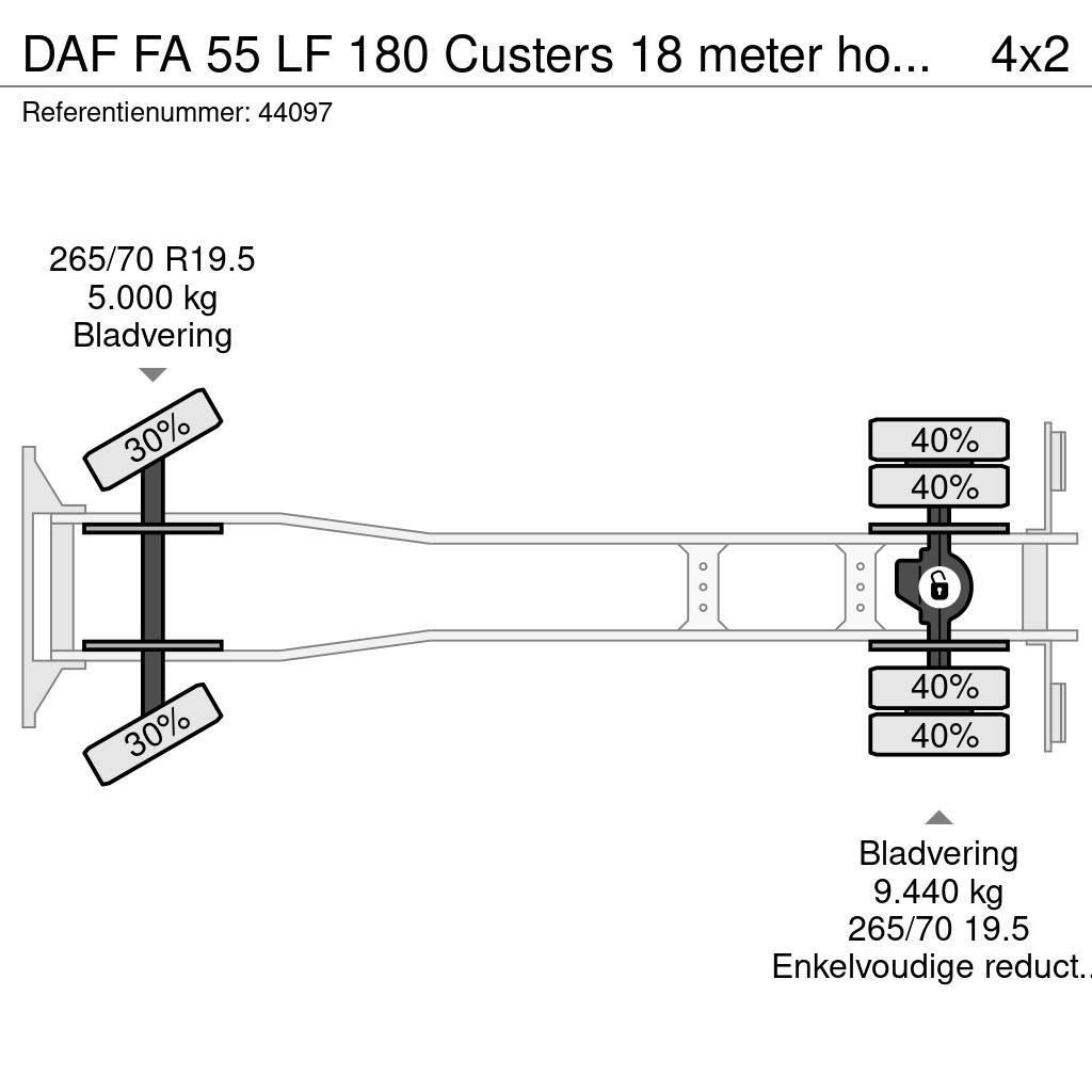 DAF FA 55 LF 180 Custers 18 meter hoogwerker Ant vilkikų montuojamos kėlimo platformos