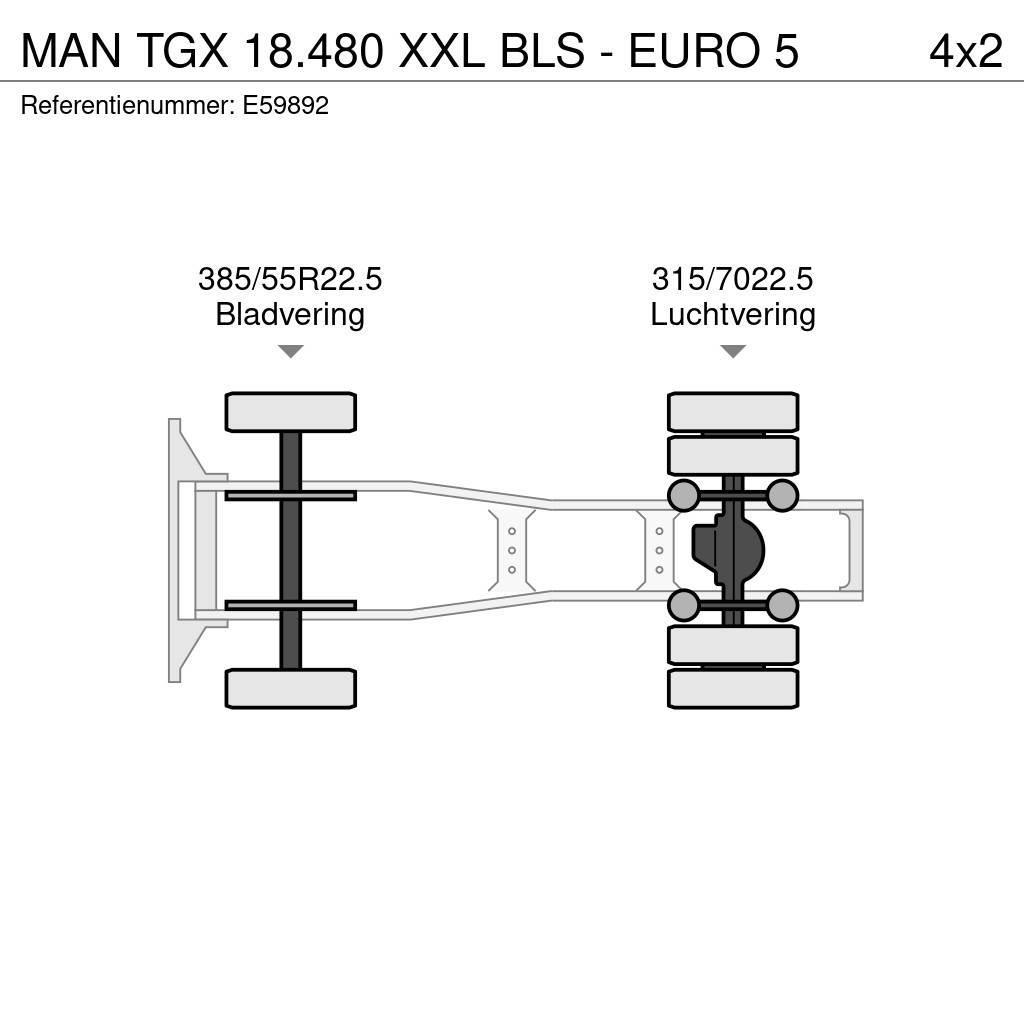 MAN TGX 18.480 XXL BLS - EURO 5 Naudoti vilkikai