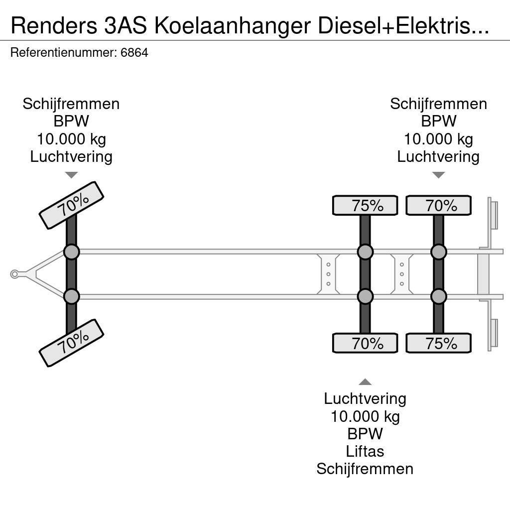 Renders 3AS Koelaanhanger Diesel+Elektrisch 10T assen Priekabos šaldytuvai