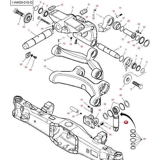 Massey Ferguson 8727 Front axle shock absorber cylinder 7700160101 Važiuoklė ir suspensija