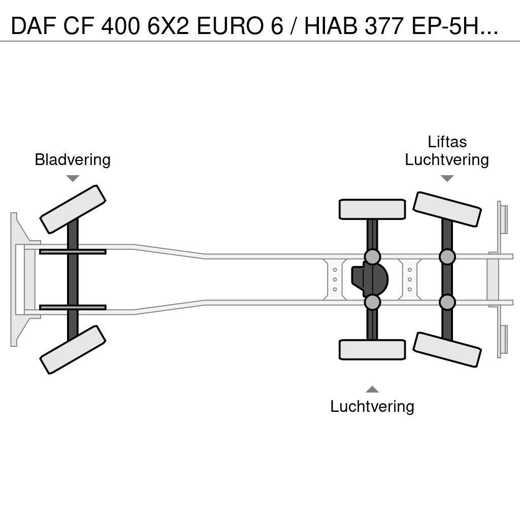DAF CF 400 6X2 EURO 6 / HIAB 377 EP-5HIPRO / 37 T/M KR Visureigiai kranai