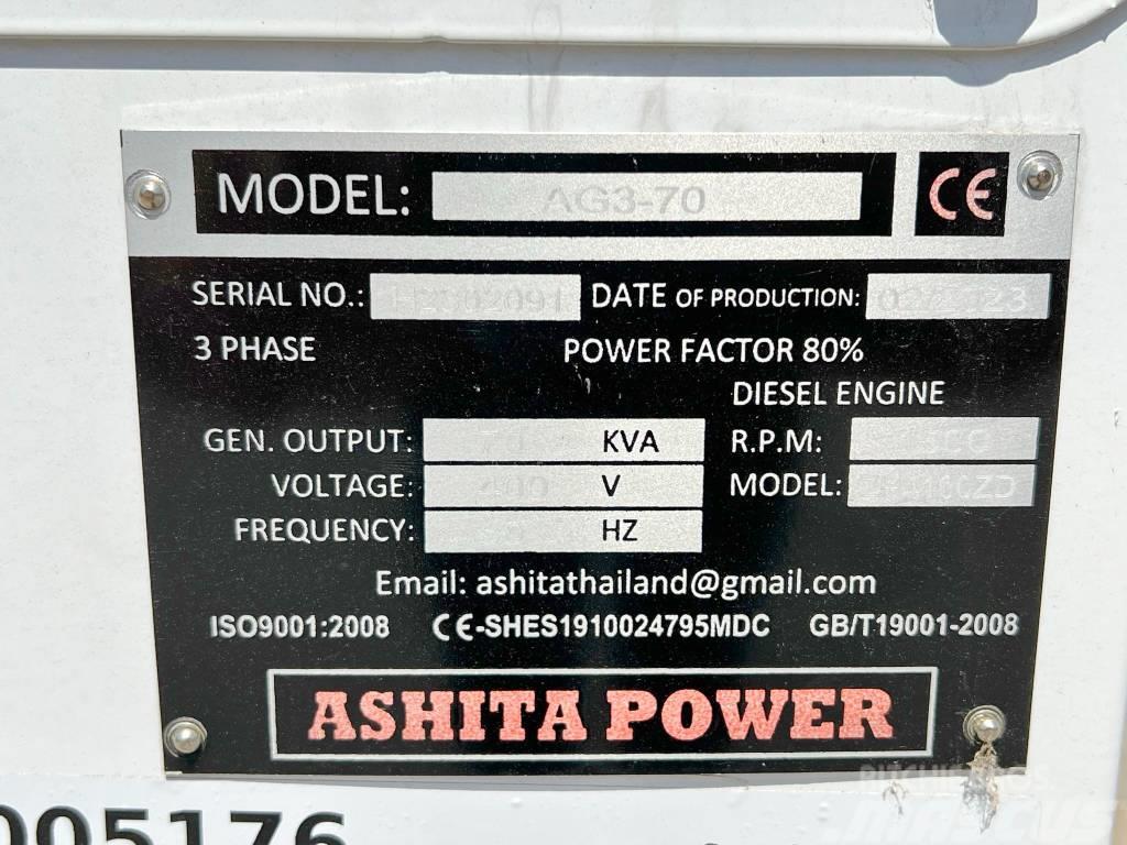 Ashita AG3-70 - 70 KVA New / Unused / CE Certified Dyzeliniai generatoriai