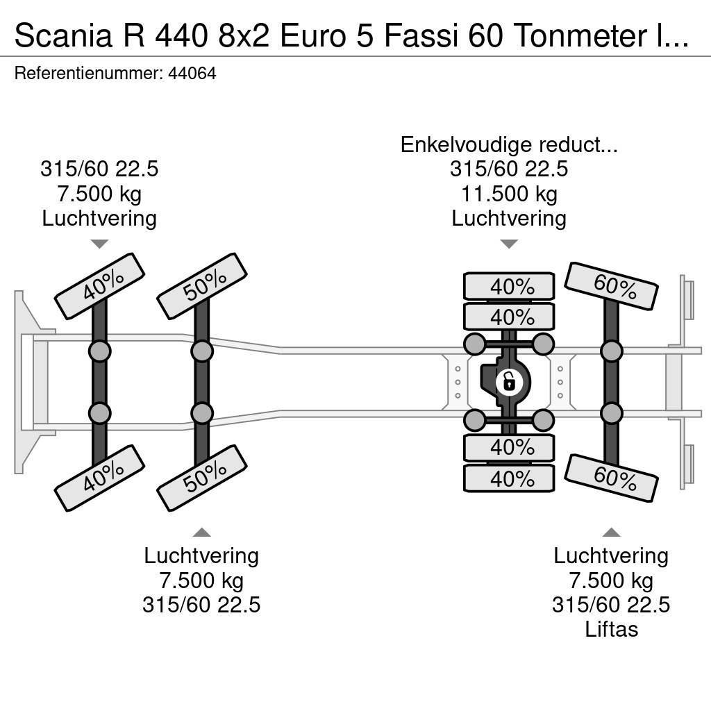 Scania R 440 8x2 Euro 5 Fassi 60 Tonmeter laadkraan Visureigiai kranai
