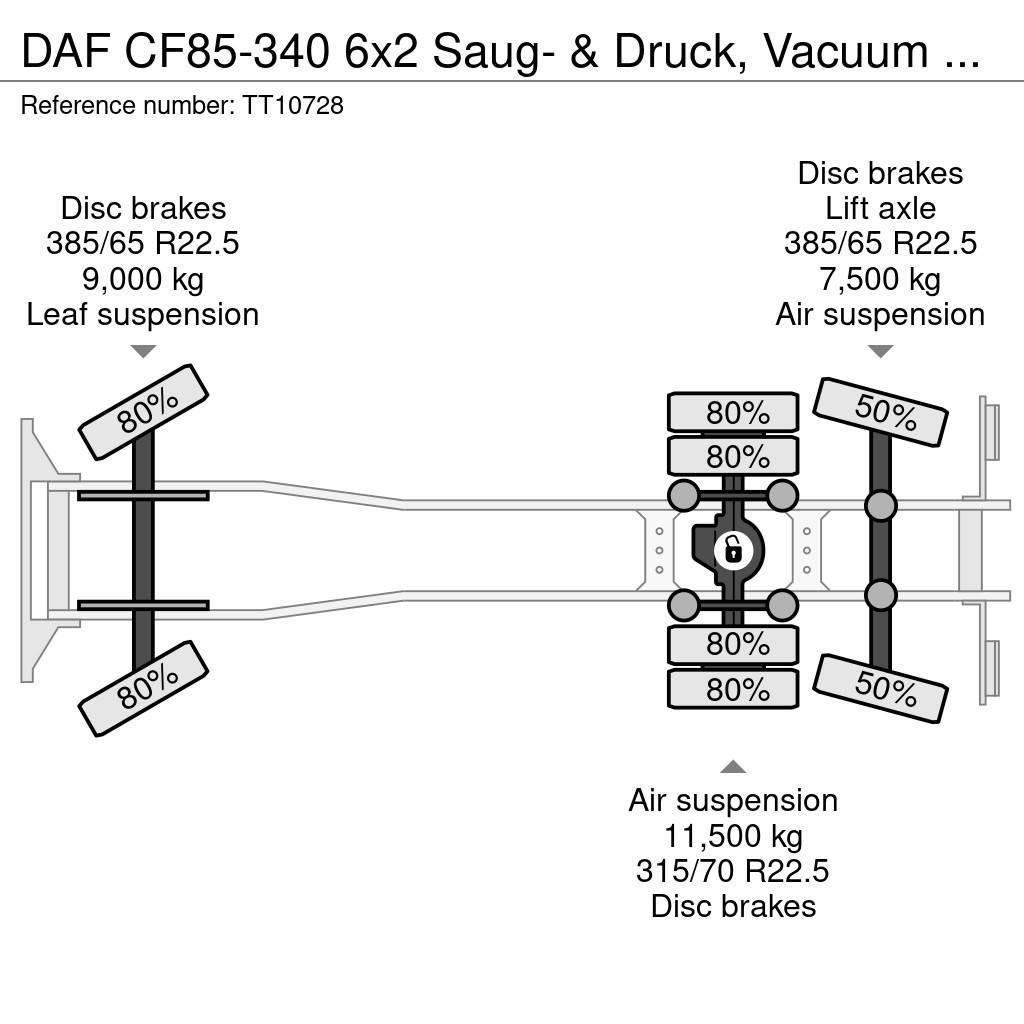 DAF CF85-340 6x2 Saug- & Druck, Vacuum 15.5 M3 NO Pump Automobilinės cisternos