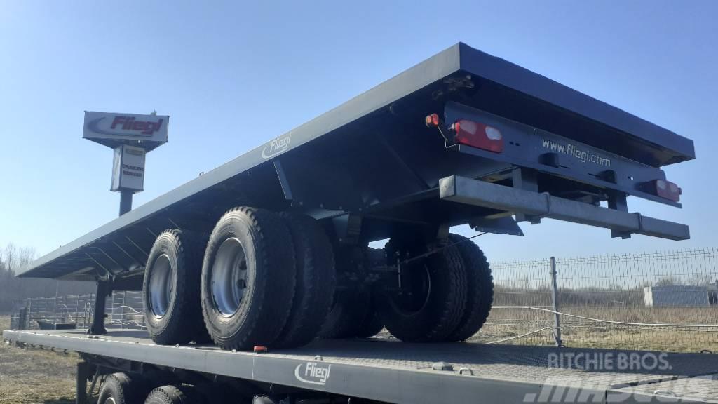 Fliegl SZS 410 Two axles platform semitrailer Bortinių sunkvežimių priekabos su nuleidžiamais bortais