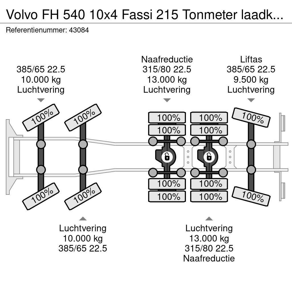 Volvo FH 540 10x4 Fassi 215 Tonmeter laadkraan + Fly-Jib Visureigiai kranai