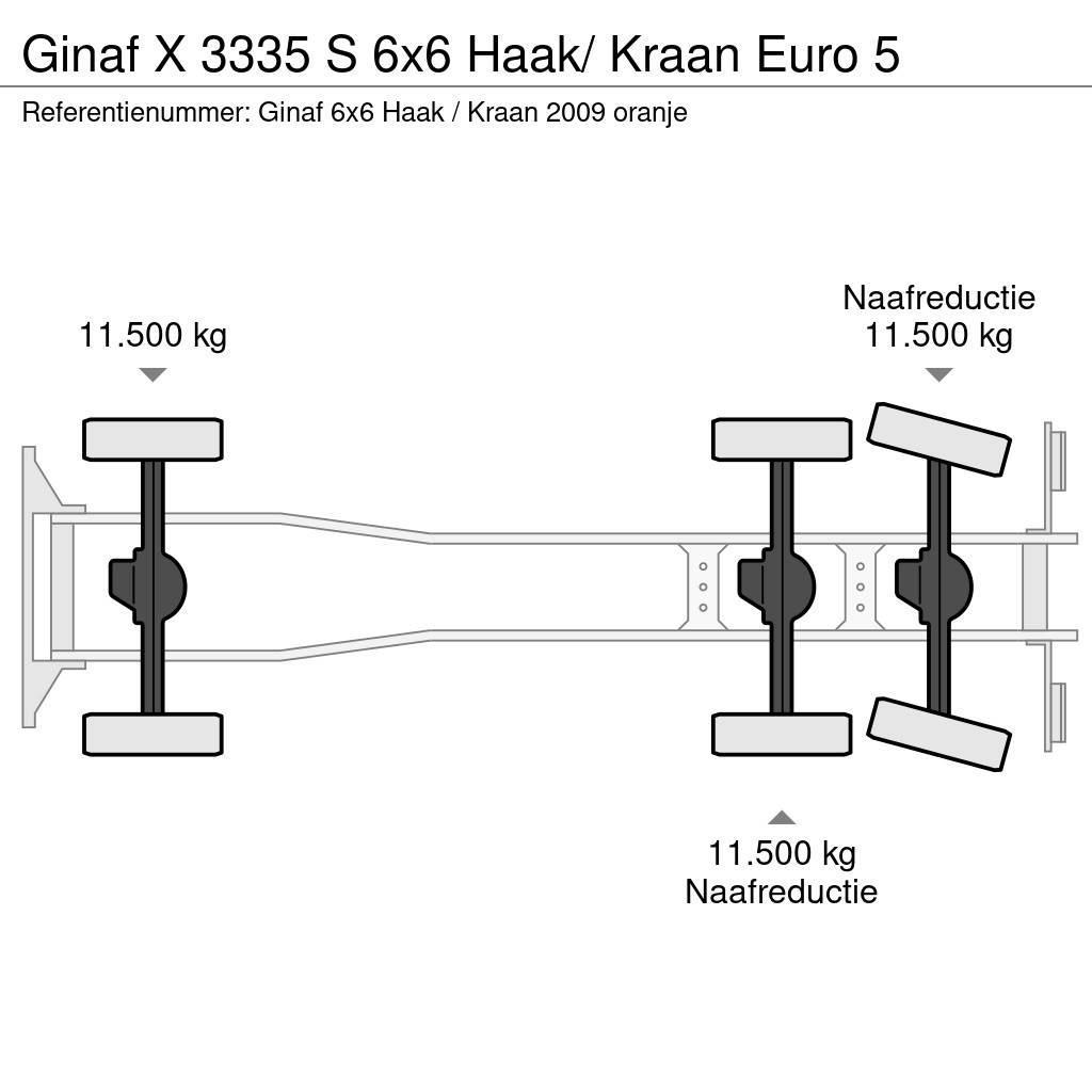 Ginaf X 3335 S 6x6 Haak/ Kraan Euro 5 Sunkvežimiai su keliamuoju kabliu