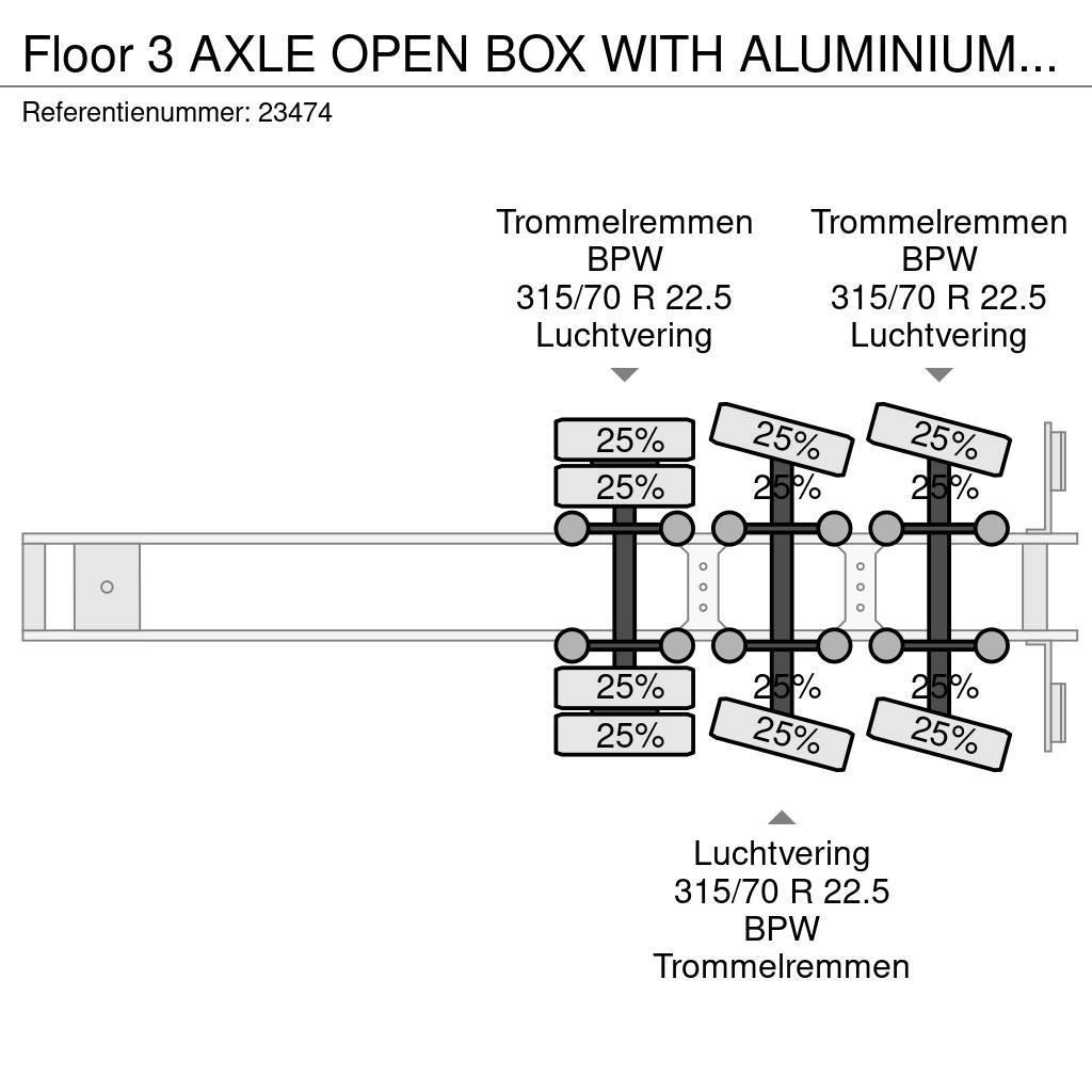 Floor 3 AXLE OPEN BOX WITH ALUMINIUM SIDE BOARDS Bortinių sunkvežimių priekabos su nuleidžiamais bortais