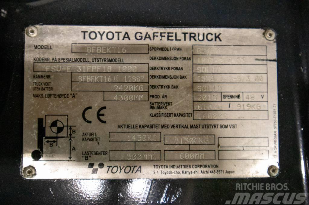 Toyota 8FBEKT16, välutrustad motviktstruck m nytt batteri Elektriniai šakiniai krautuvai