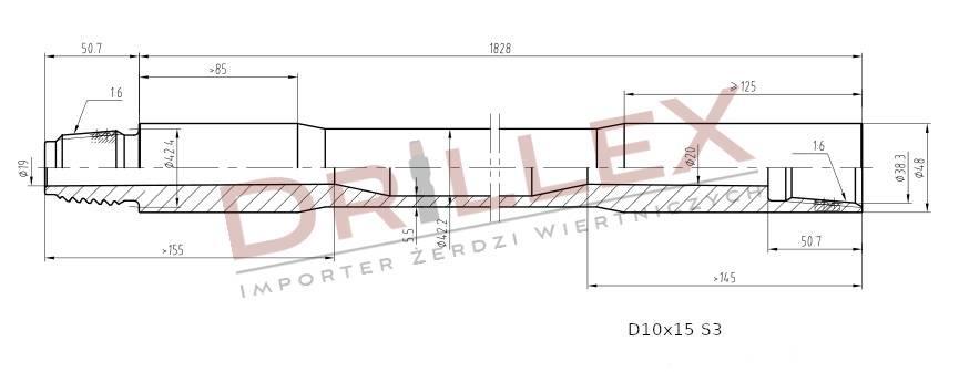 Vermeer D7x11, D9x13, D10x15 S3  Drill pipes, Żerdzie Horizontali kryptinė gręžimo įranga