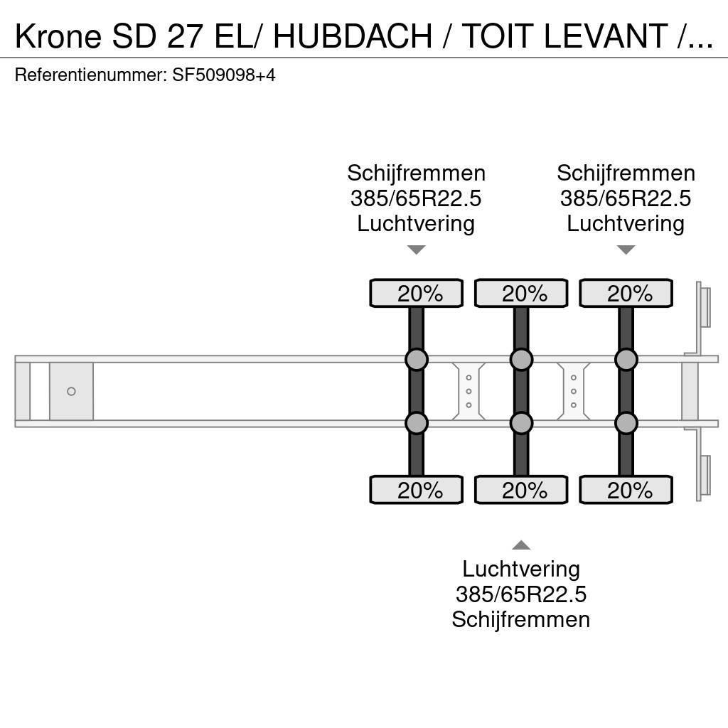 Krone SD 27 EL/ HUBDACH / TOIT LEVANT / HEFDAK / COIL / Tentinės puspriekabės