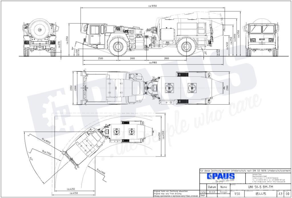 Paus UNI 50-5 BM-TM / Mining / concrete transport mixer Kita požeminė įranga
