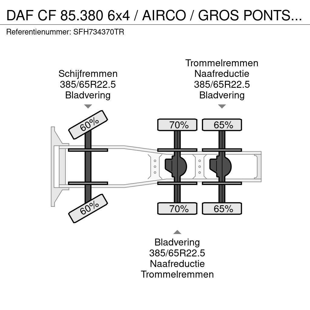DAF CF 85.380 6x4 / AIRCO / GROS PONTS - BIG AXLES / L Naudoti vilkikai