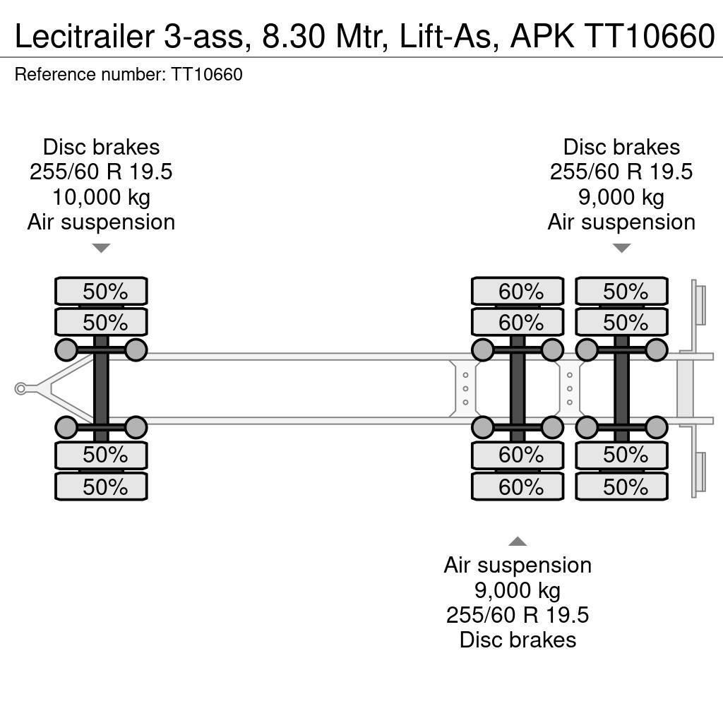 Lecitrailer 3-ass, 8.30 Mtr, Lift-As, APK Platformos / Pakrovimas iš šono