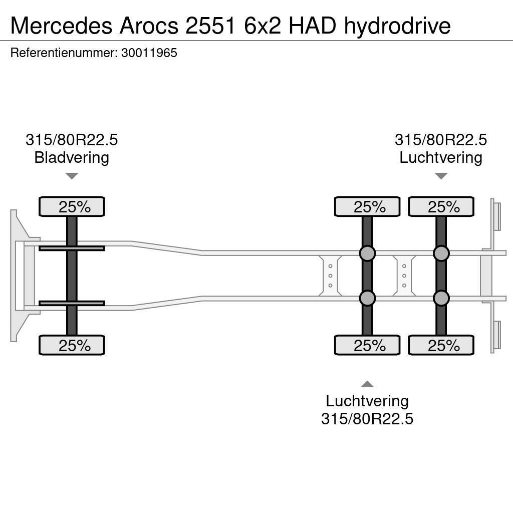Mercedes-Benz Arocs 2551 6x2 HAD hydrodrive Važiuoklė su kabina