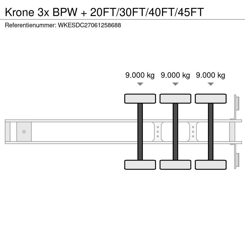 Krone 3x BPW + 20FT/30FT/40FT/45FT Konteinerių puspriekabės